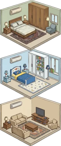 3 Rooms